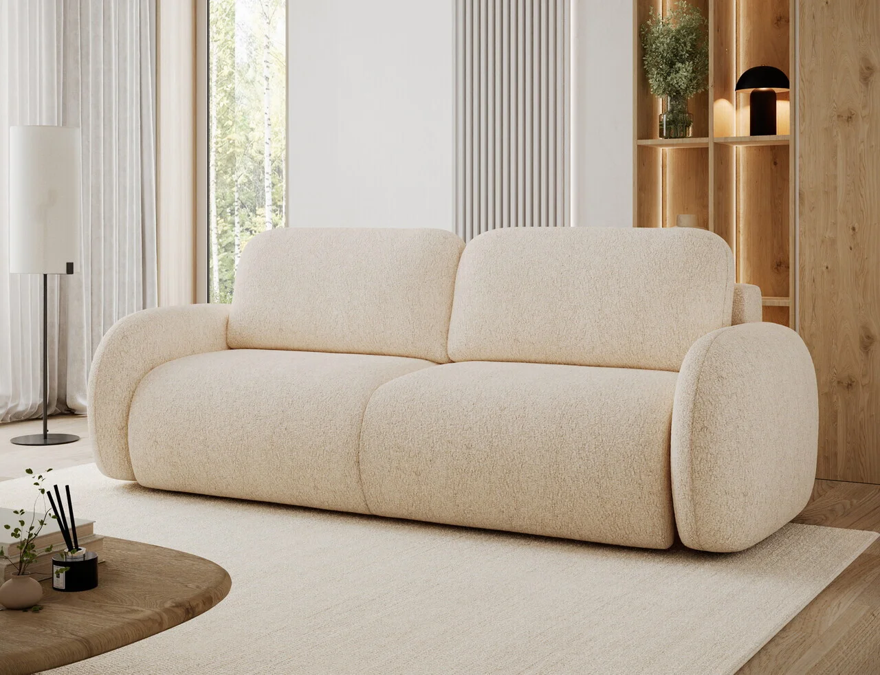 Canapea extensibila 3 locuri ELTAP, Avuela, 250x105x94 cm, lemn/tesatura chenille, bej deschis Canapea extensibila 3 locuri ELTAP, Avuela, 250x105x94 cm, lemn/tesatura chenille, bej deschis
