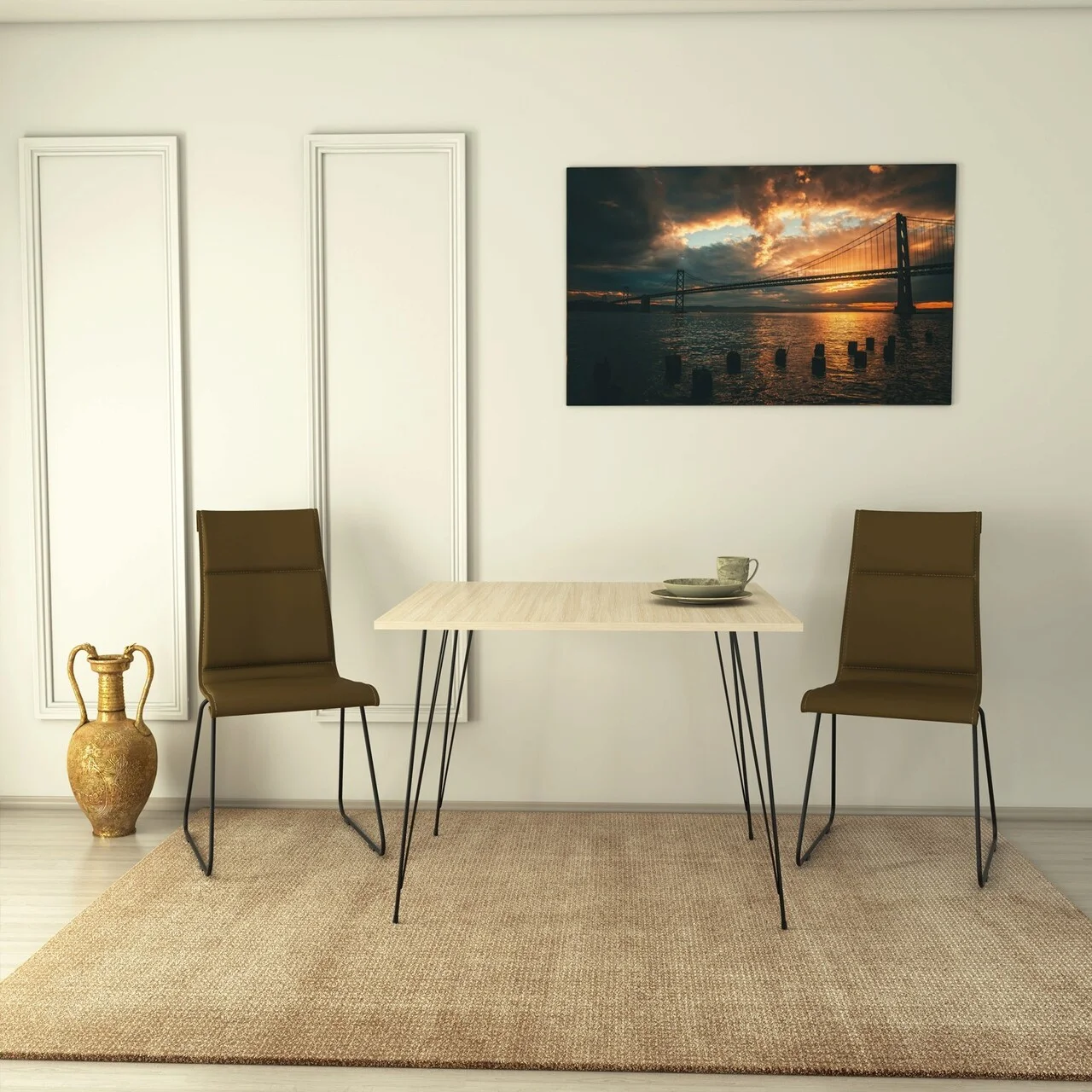 Masa, Hanah Home, Sandalf Square, 90x75x90 cm, Stejar Masa, Hanah Home, Sandalf Square, 90x75x90 cm, Stejar