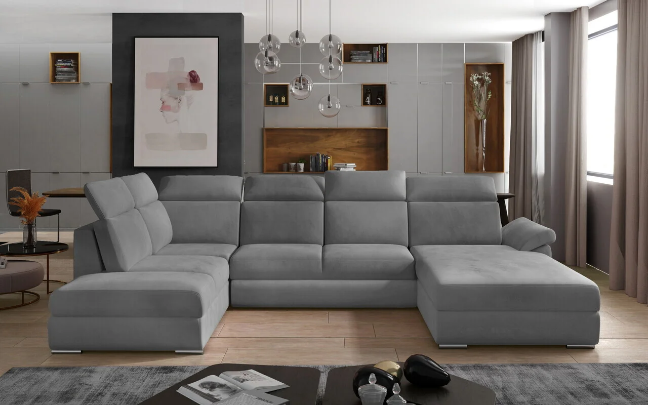 Coltar extensibil dreapta 5 locuri ELTAP, Evl-50, Evanell, 336x211x102 cm, lemn/poliester, gri Coltar extensibil dreapta 5 locuri ELTAP, Evl-50, Evanell, 336x211x102 cm, lemn/poliester, gri