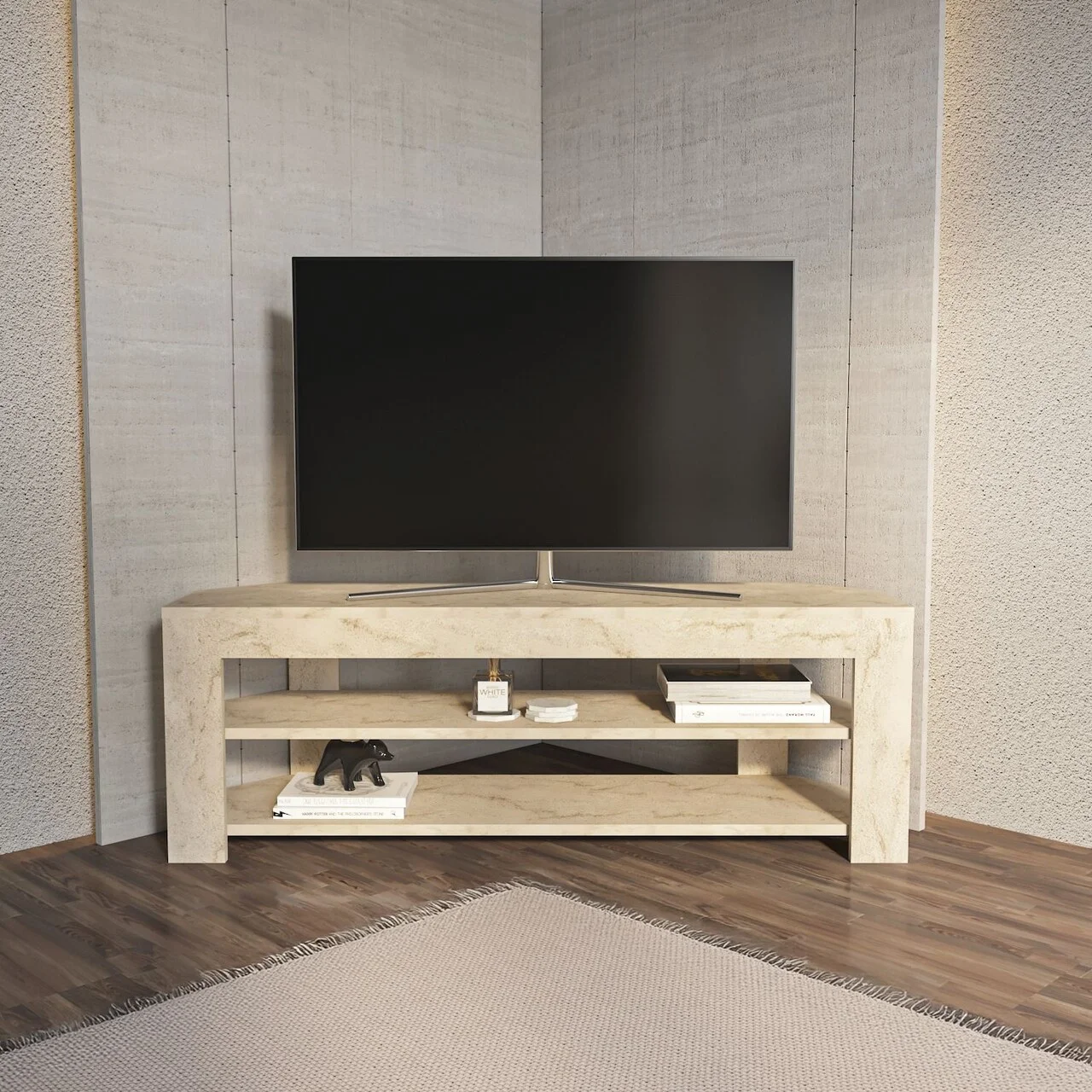 Comoda TV, Hanah Home, Rita, 120x42x35 cm, Travertin Comoda TV, Hanah Home, Rita, 120x42x35 cm, Travertin