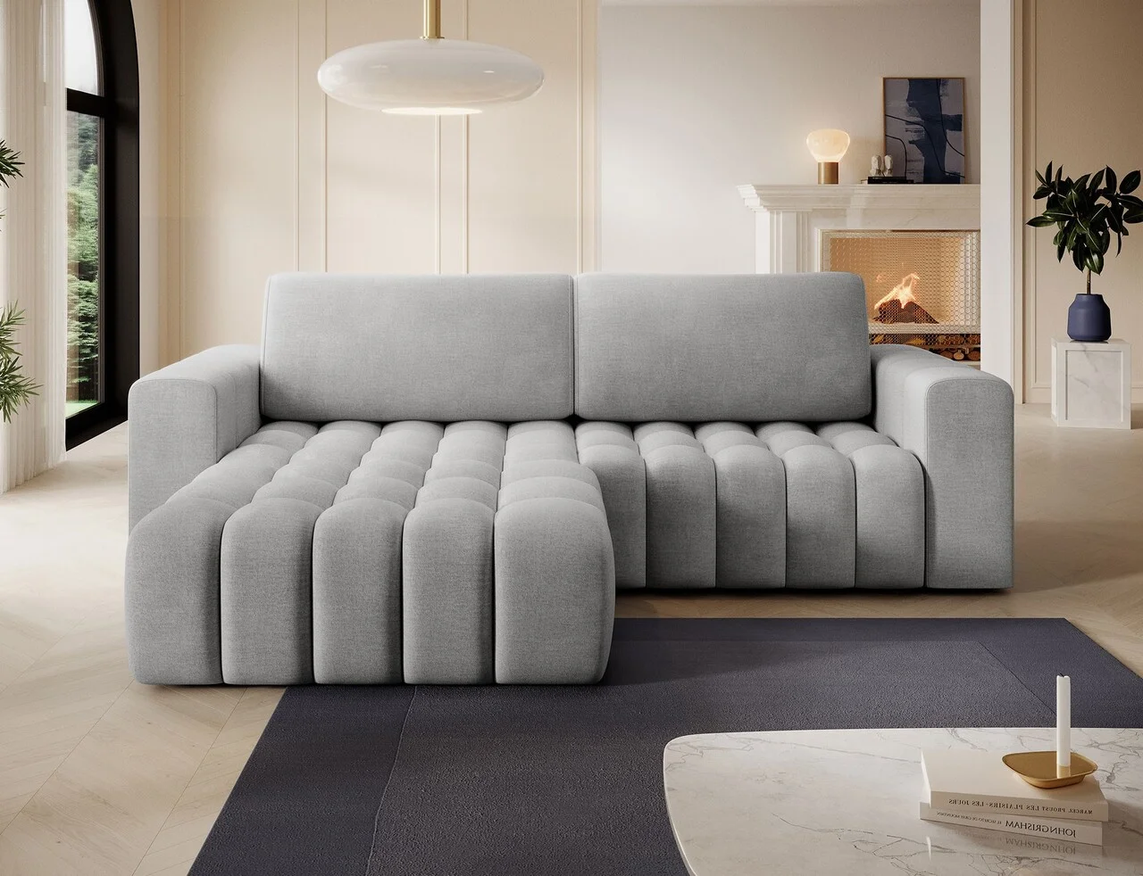 Coltar extensibil stanga 4 locuri ELTAP, Bon-15, Bonett, 250x175x92 cm, lemn/poliester, gri deschis Coltar extensibil stanga 4 locuri ELTAP, Bon-15, Bonett, 250x175x92 cm, lemn/poliester, gri deschis