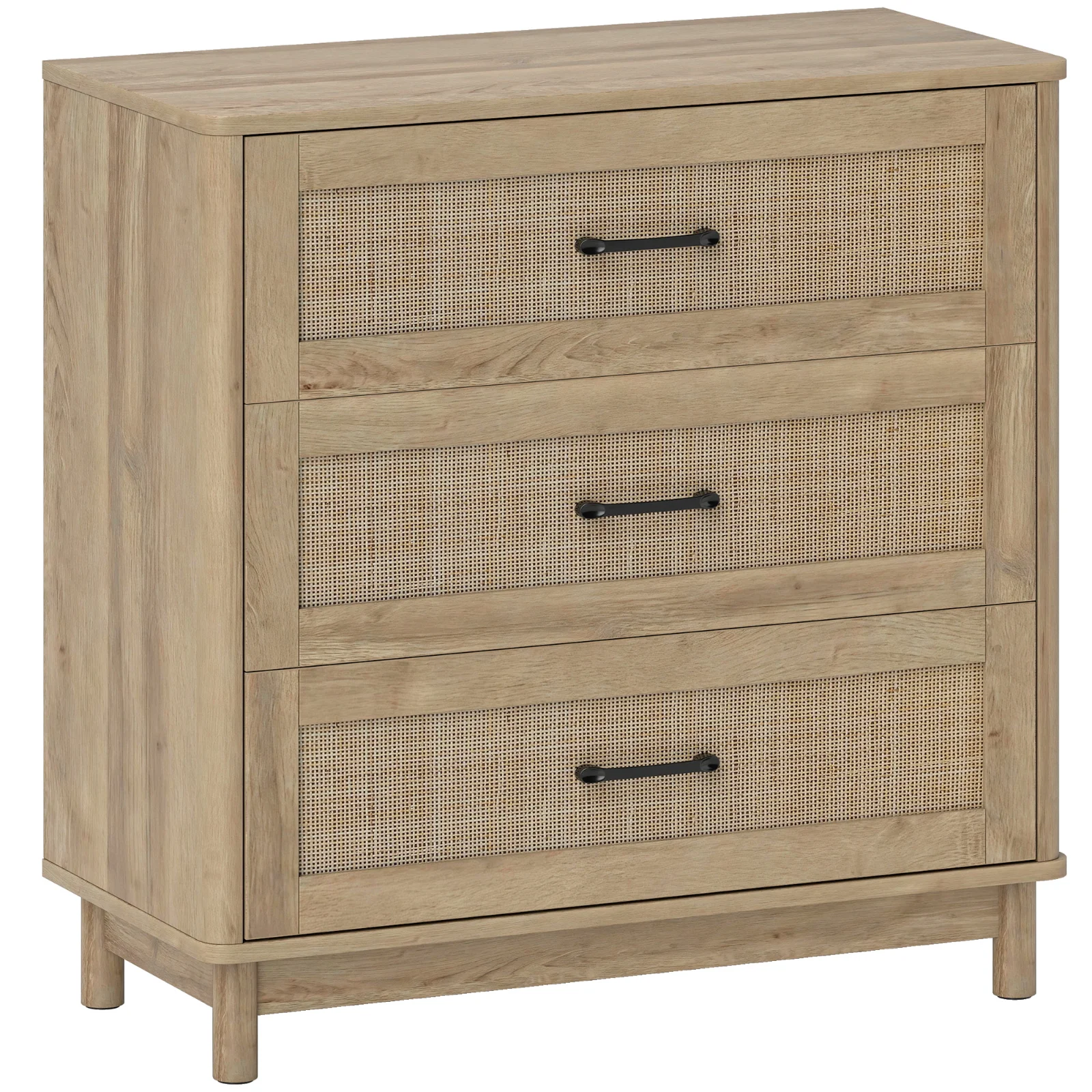 HOMCOM Comodă 3 Sertare din Ratan, Mobilier de Depozitare, Picioare din Lemn Masiv, Stil Boem, 76x35x76cm, Stejar | Aosom Romania HOMCOM Comodă 3 Sertare din Ratan, Mobilier de Depozitare, Picioare din Lemn Masiv, Stil Boem, 76x35x76cm, Stejar | Aosom Romania