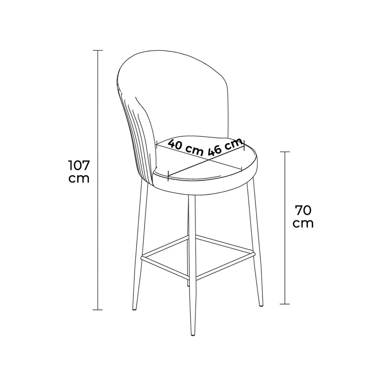 Set scaun de bar (2 bucăți), Hanah Home, Fora, Alb/Negru Set scaun de bar (2 bucăți), Hanah Home, Fora, Alb/Negru