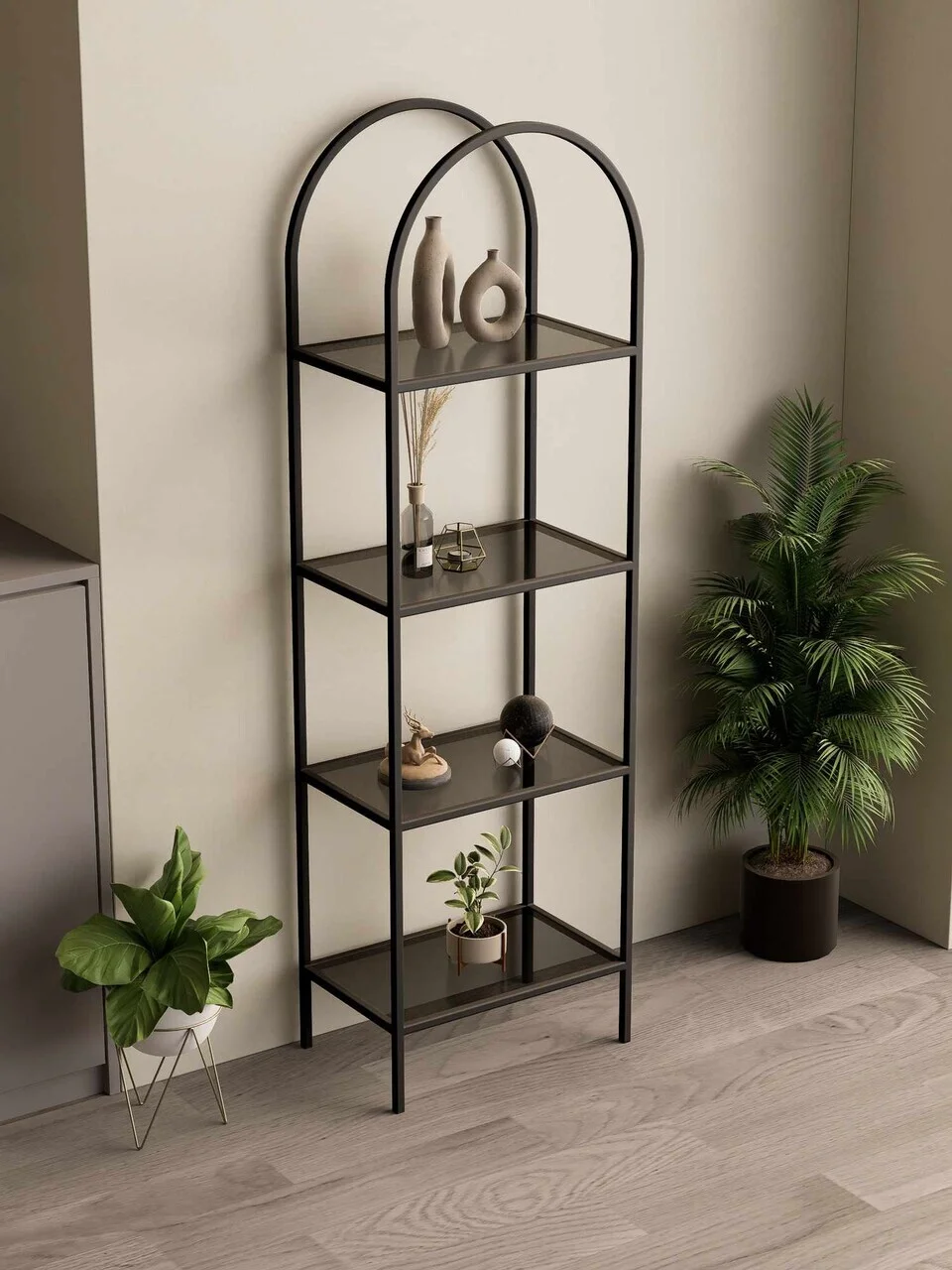 Corp biblioteca, Hanah Home, İdil, 47x158x30 cm, Negru / Fume Corp biblioteca, Hanah Home, İdil, 47x158x30 cm, Negru / Fume