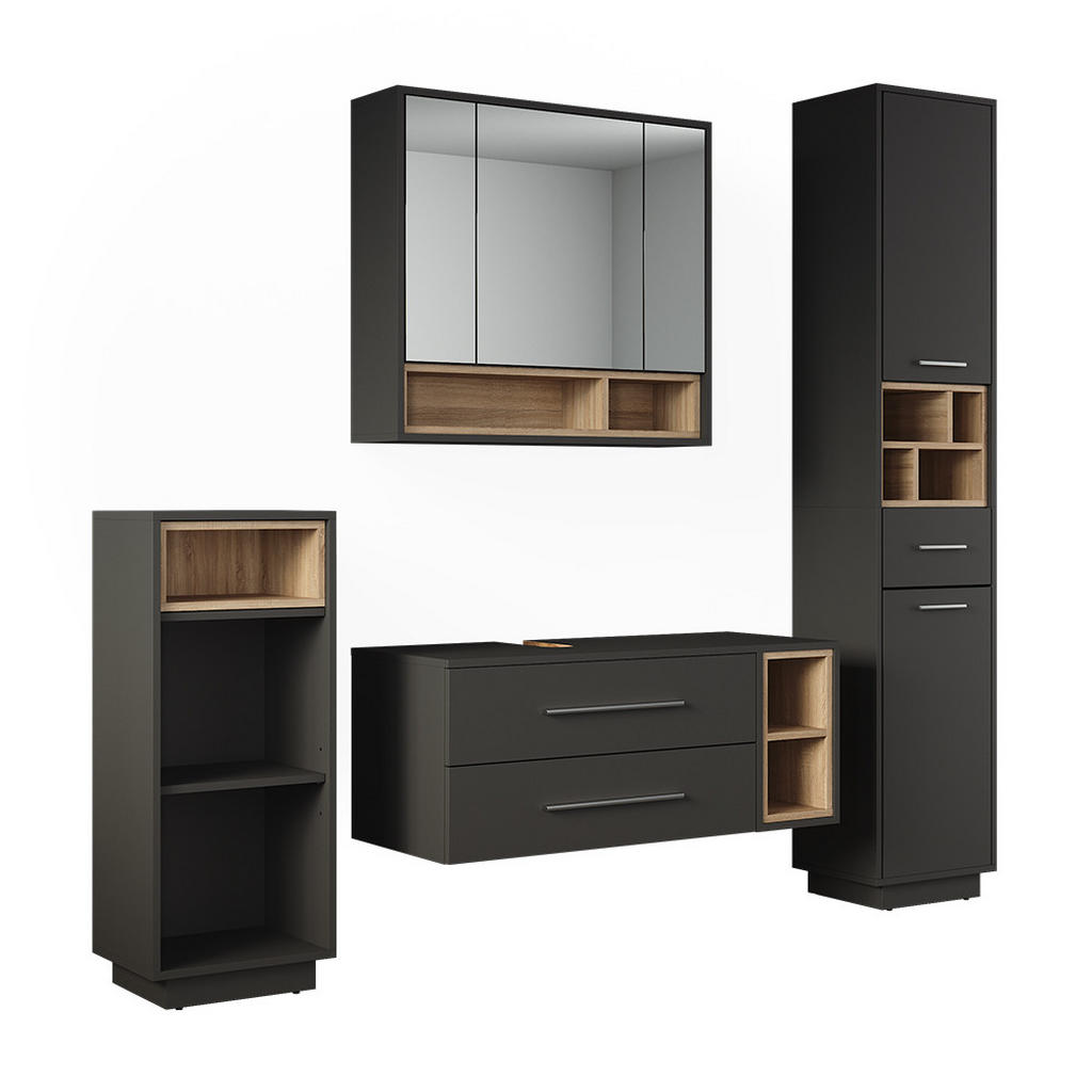 SET MOBILIER BAIE Beatrice, antracit/Sonoma, 4 piese SET MOBILIER BAIE Beatrice, antracit/Sonoma, 4 piese