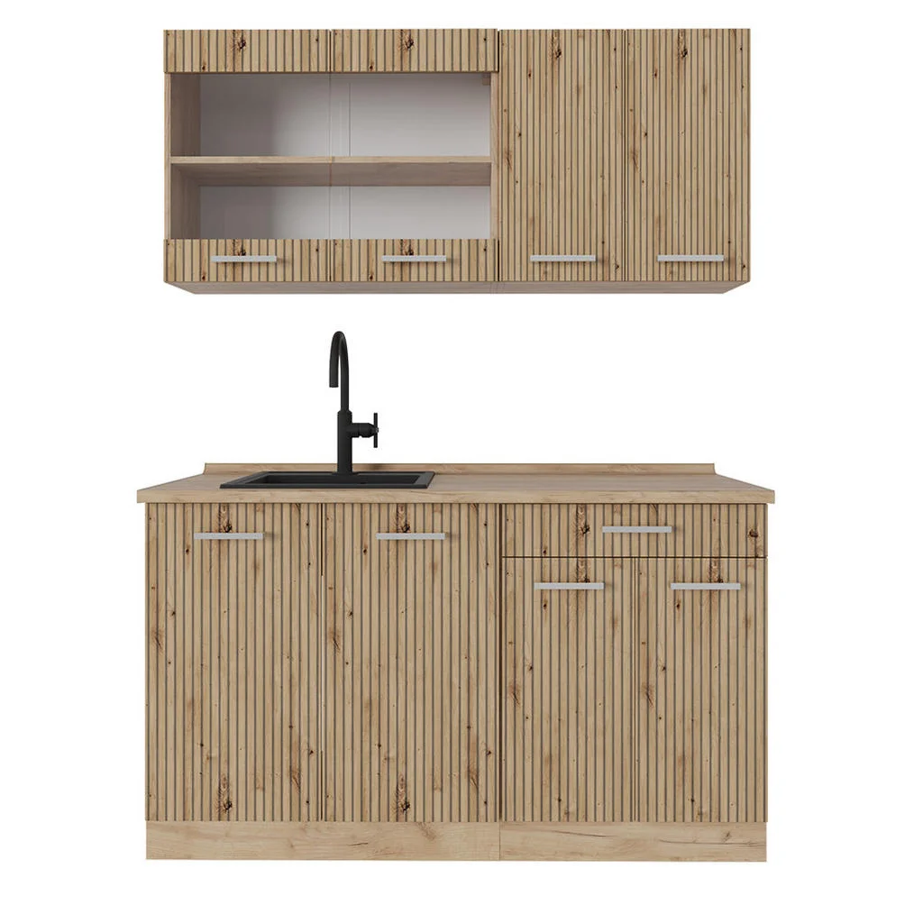 BUCĂTĂRIE SIMPLĂ R-Line Stejar artizanal/stejar Goldkraft 140 cm , AP Stejar BUCĂTĂRIE SIMPLĂ R-Line Stejar artizanal/stejar Goldkraft 140 cm , AP Stejar