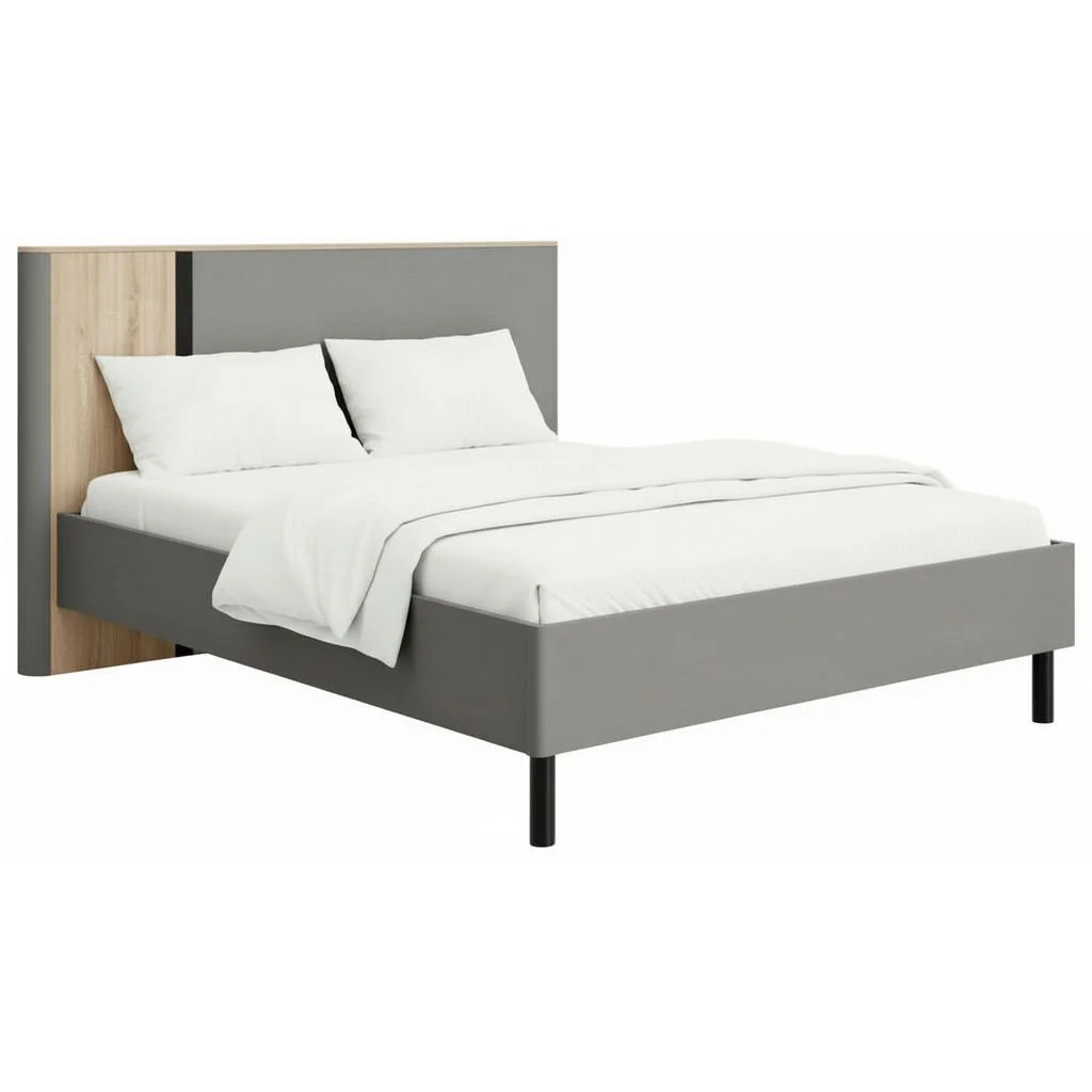 Pat, 180/200 cm, grafit, negru, stejar Artisan Pat, 180/200 cm, grafit, negru, stejar Artisan