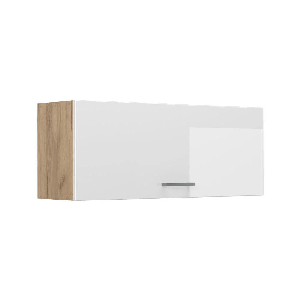 DULAP DE PERETE R-Line, Alb lucios ridicat/Stejar auriu, 100 cm Plat DULAP DE PERETE R-Line, Alb lucios ridicat/Stejar auriu, 100 cm Plat