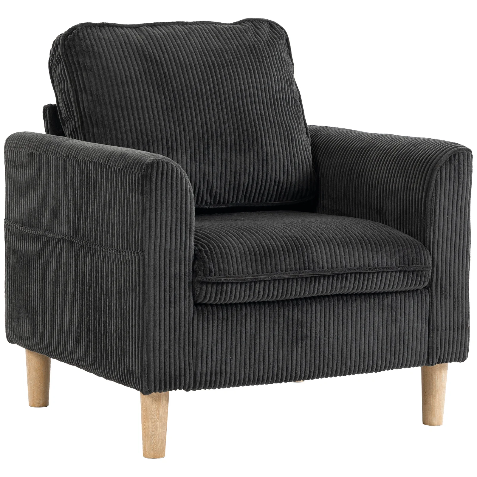 HOMCOM Fotoliu de living din velur reiat, fotoliu 1 loc căptușit, șezut lat, pernă cu arcuri, 83x74x87cm, Gri Închis | Aosom Romania HOMCOM Fotoliu de living din velur reiat, fotoliu 1 loc căptușit, șezut lat, pernă cu arcuri, 83x74x87cm, Gri Închis | Aosom Romania