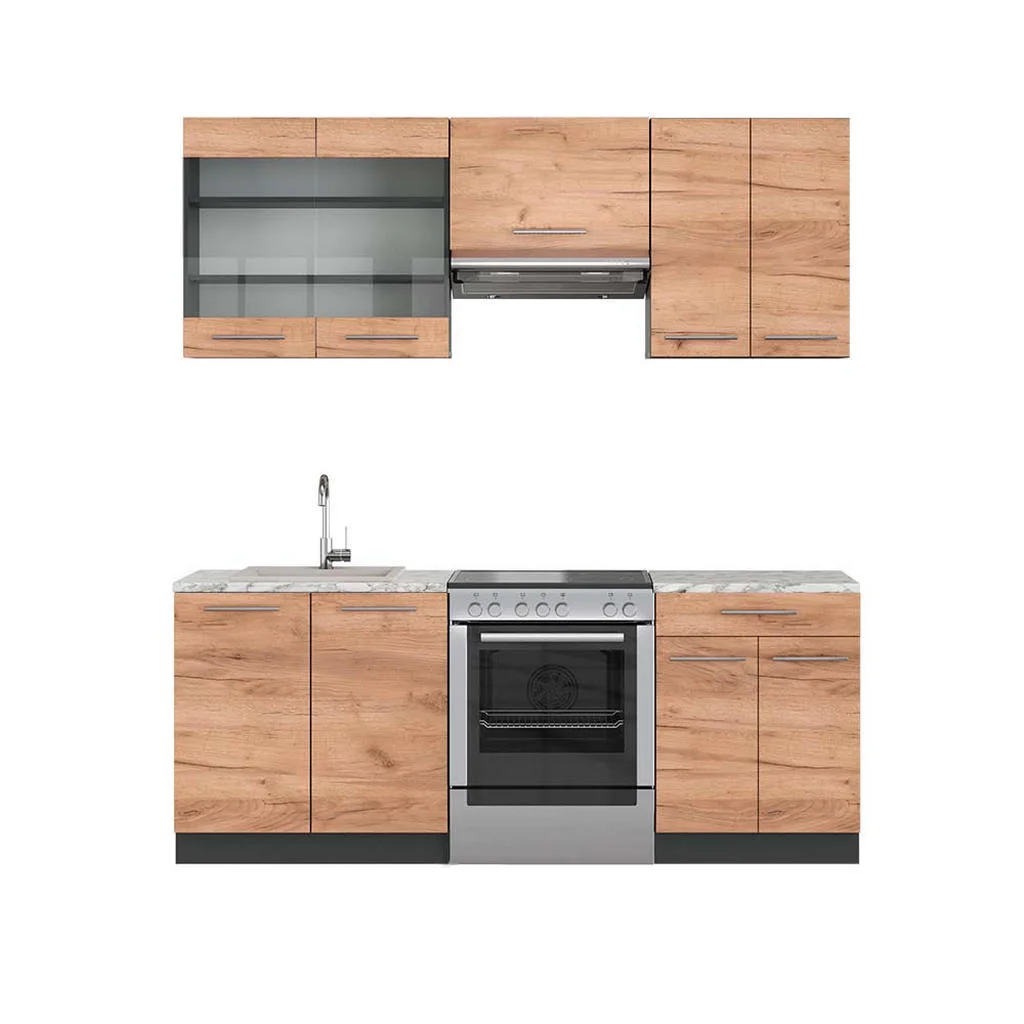 KITCHENETTE Fame-Line Stejar Goldkraft/antracit 200 cm , AP Marmură KITCHENETTE Fame-Line Stejar Goldkraft/antracit 200 cm , AP Marmură