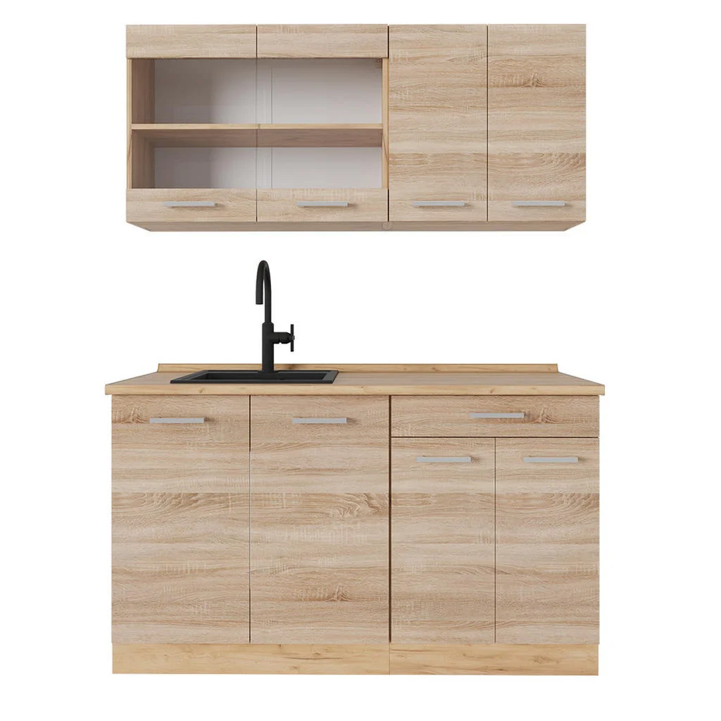 BUCĂTĂRIE SIMPLĂ R-Line Stejar Sonoma/Goldkraft 140 cm , AP Stejar BUCĂTĂRIE SIMPLĂ R-Line Stejar Sonoma/Goldkraft 140 cm , AP Stejar