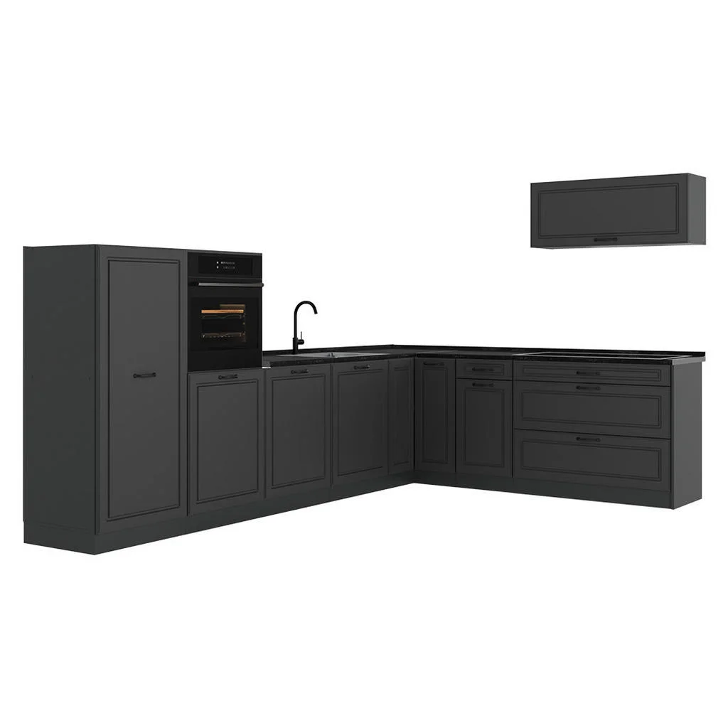 BUCĂTĂRIE DE COLȚ R-Line, Casă de țară antracit/antracit, 327 x cm fără blat de lucru BUCĂTĂRIE DE COLȚ R-Line, Casă de țară antracit/antracit, 327 x cm fără blat de lucru
