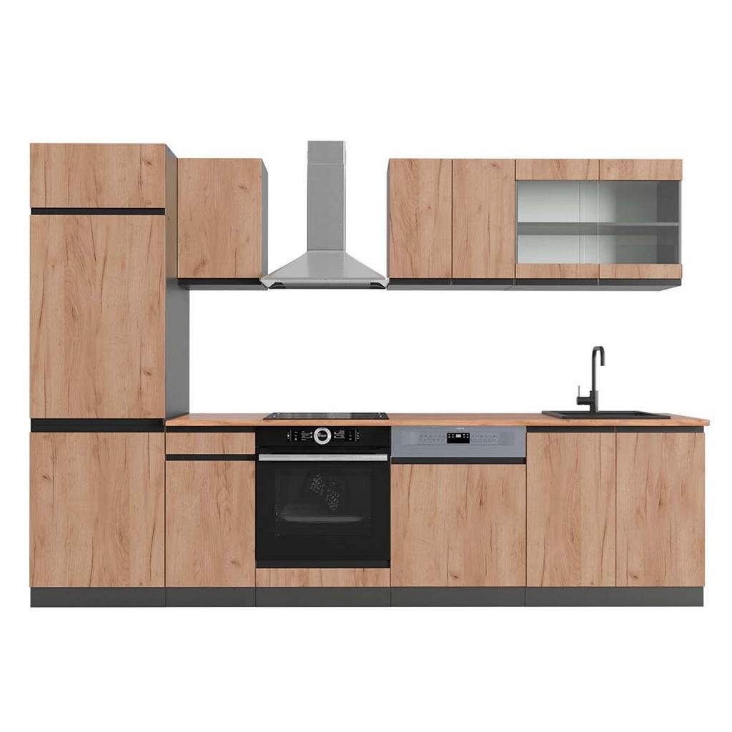 KITCHENETTE R-Line Stejar Goldkraft/antracit 300 cm , AP Stejar KITCHENETTE R-Line Stejar Goldkraft/antracit 300 cm , AP Stejar
