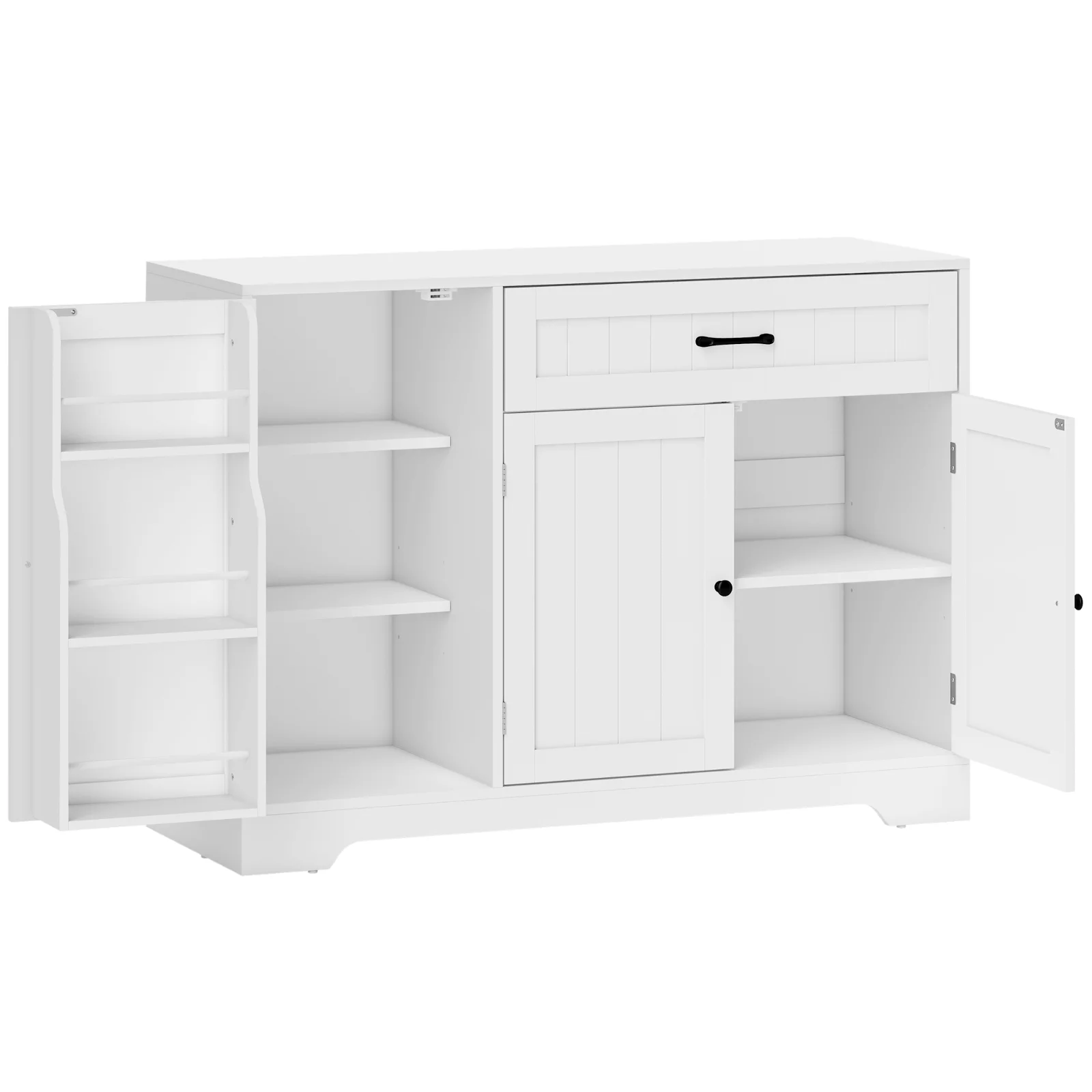 HOMCOM Bufet modern de bucătărie cu sertar, polițe reglabile, mic spațiu de depozitare pentru bucătărie cu compartimente pe ușă, Alb | Aosom Romania HOMCOM Bufet modern de bucătărie cu sertar, polițe reglabile, mic spațiu de depozitare pentru bucătărie cu compartimente pe ușă, Alb | Aosom Romania