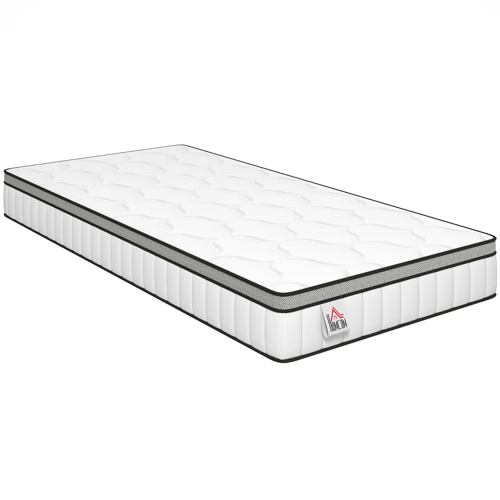 HOMCOM Saltea 90 x 190 cm, grosime 20cm, saltea cu arcuri ensachate 7 zone spumă cu memorie infuzată cu gel răcoritor | Aosom Romania HOMCOM Saltea 90 x 190 cm, grosime 20cm, saltea cu arcuri ensachate 7 zone spumă cu memorie infuzată cu gel răcoritor | Aosom Romania
