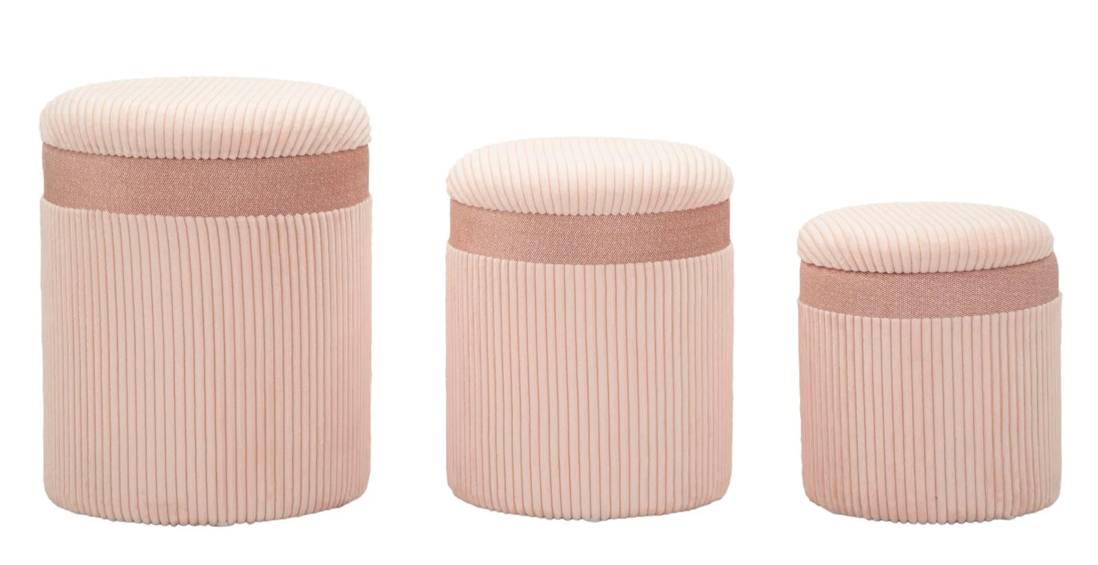 Mauro Ferretti Set De 3 Pufuri Cu Spatiu De Depozitare, Roz, Cm Ø 40,5X49,5-35X42-31X36 | Aosom Romania Mauro Ferretti Set De 3 Pufuri Cu Spatiu De Depozitare, Roz, Cm Ø 40,5X49,5-35X42-31X36 | Aosom Romania