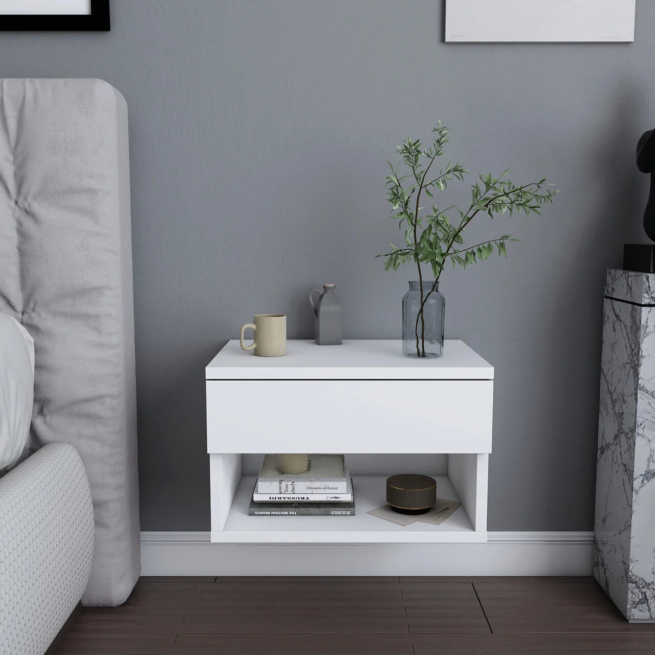 Noptiera, Hanah Home, Jamot, 44.6x29x31.9 cm, Alb Noptiera, Hanah Home, Jamot, 44.6x29x31.9 cm, Alb