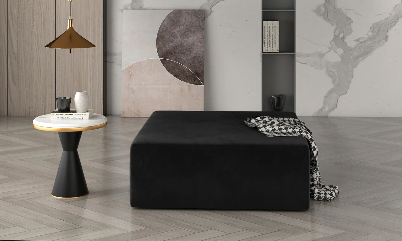 Taburet ELTAP, Kelim, 83x83x42 cm, lemn/poliester, negru Taburet ELTAP, Kelim, 83x83x42 cm, lemn/poliester, negru