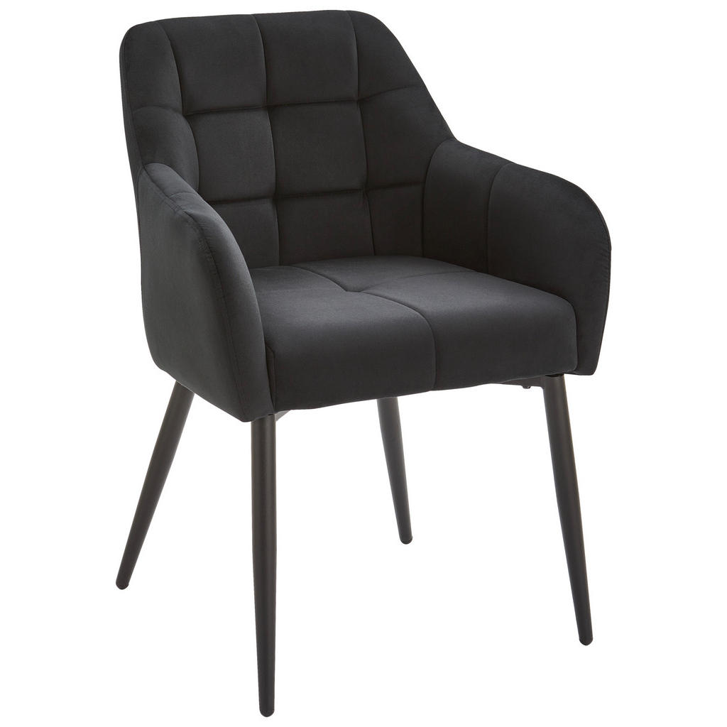 Scaun Cu Brațe din metal, textil, negru, gri închis Scaun Cu Brațe din metal, textil, negru, gri închis