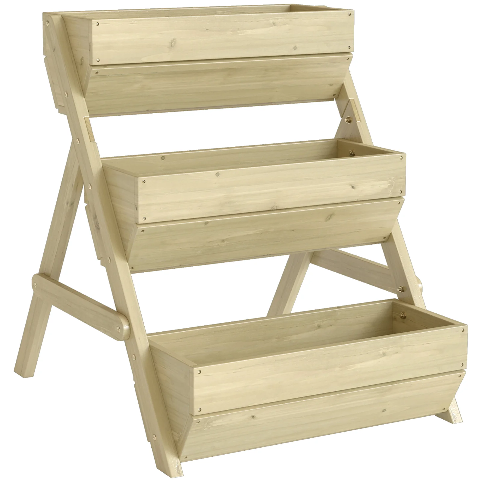 Outsunny Pat vertical cu 3 etaje din lemn, jardiniere 3 compartimente cu orificii de scurgere Verde | Aosom Romania Outsunny Pat vertical cu 3 etaje din lemn, jardiniere 3 compartimente cu orificii de scurgere Verde | Aosom Romania