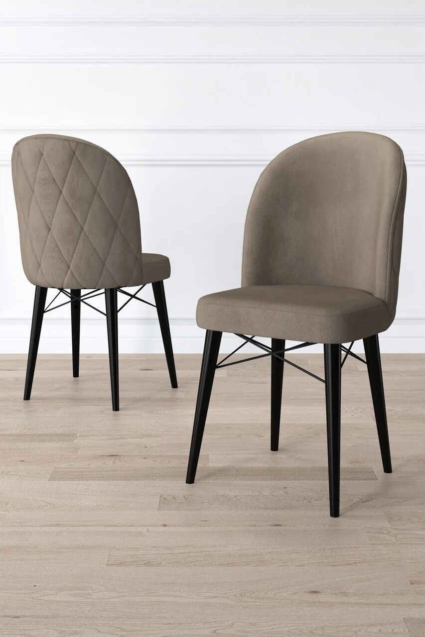 Set scaune 6 piese, Hanah Home, Bika, Cappuccino / Negru Set scaune 6 piese, Hanah Home, Bika, Cappuccino / Negru