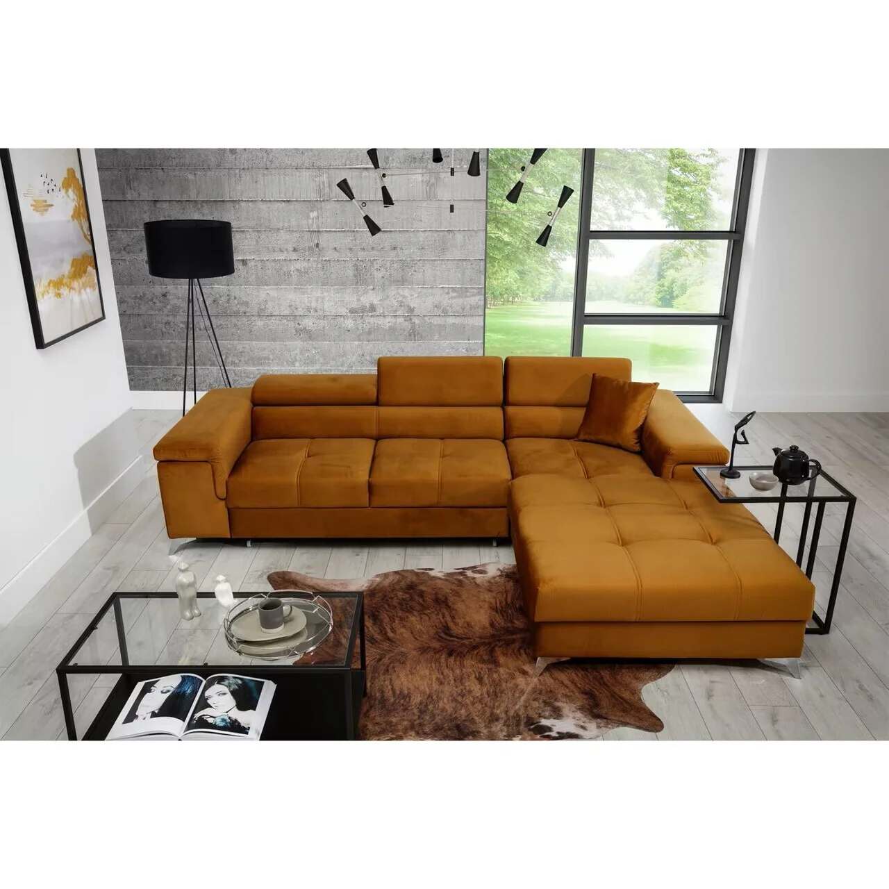 Coltar extensibil dreapta 4 locuri ELTAP, Ric-66, Ricardo, 281x205x88 cm, lemn/poliester, mustar Coltar extensibil dreapta 4 locuri ELTAP, Ric-66, Ricardo, 281x205x88 cm, lemn/poliester, mustar