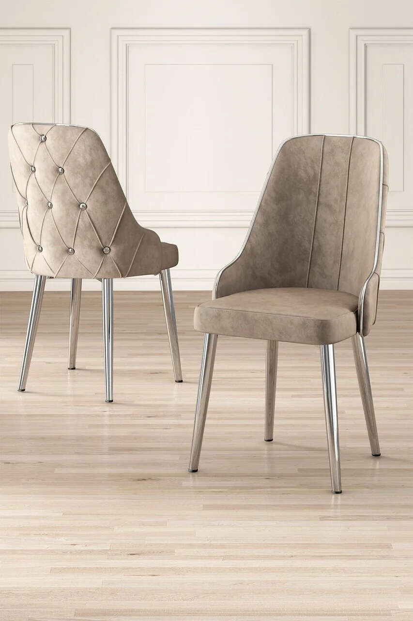 Set scaune 2 piese, Hanah Home, Krax, Cappuccino / Chrome Set scaune 2 piese, Hanah Home, Krax, Cappuccino / Chrome
