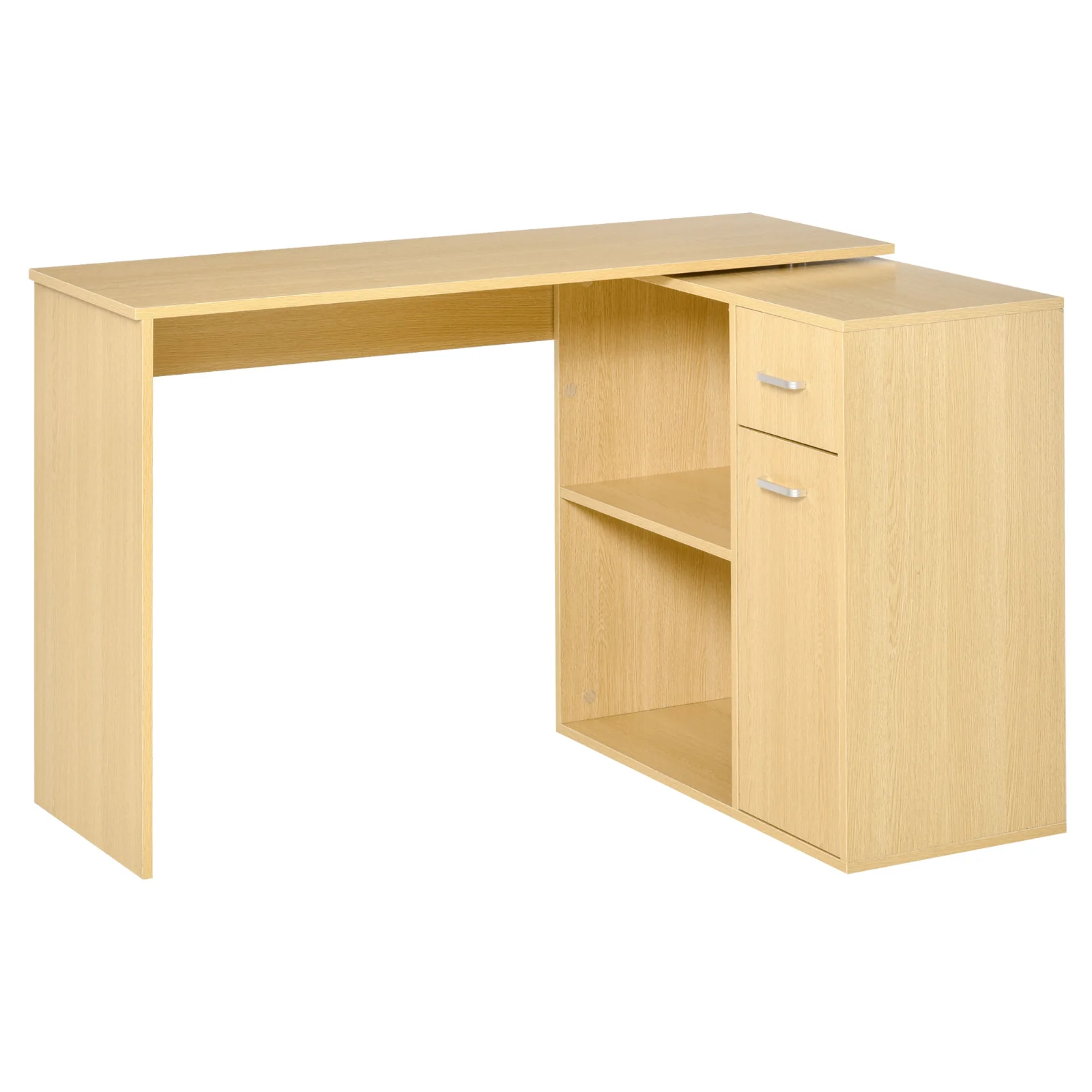 Homcom Birou Colt Elegant cu Rafturi Sertare, Stejar, 117x82x74cm | Aosom Romania Homcom Birou Colt Elegant cu Rafturi Sertare, Stejar, 117x82x74cm | Aosom Romania