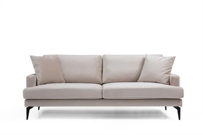 Canapea fixa PAPIRA, 3 locuri, bej, 205x90x88 cm