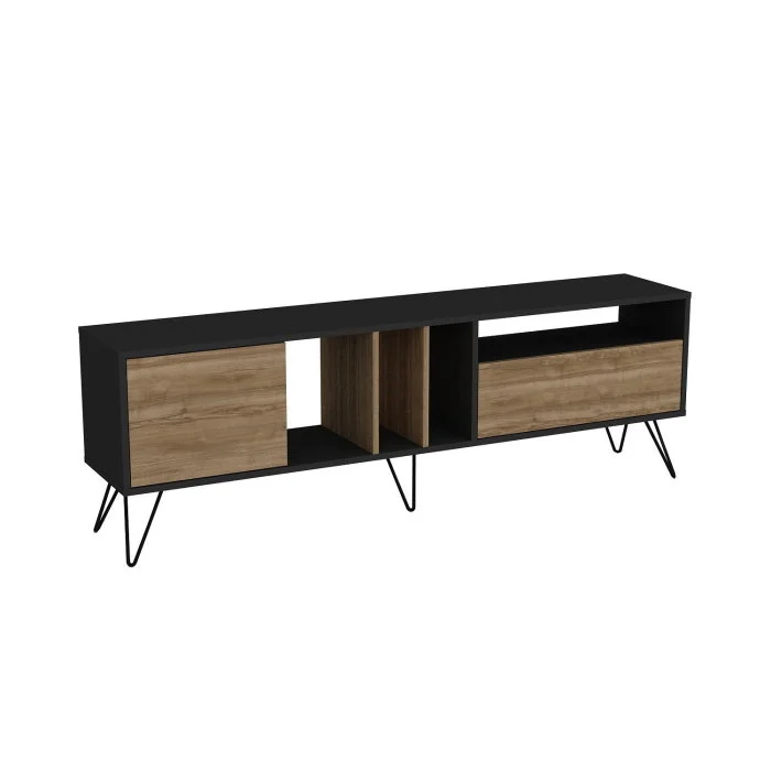 Comoda TV MISTICO, nuc + negru, 180x35,5x58,7 cm Comoda TV MISTICO, nuc + negru, 180x35,5x58,7 cm