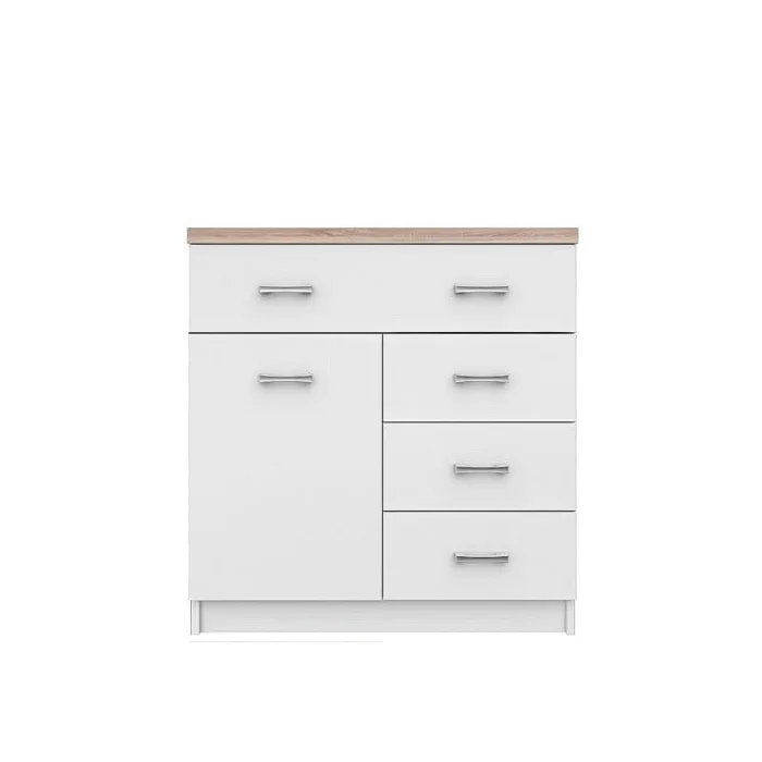 Comoda TOP MIX, 1 usa, 4 sertare, alb, 80x33x85 cm Comoda TOP MIX, 1 usa, 4 sertare, alb, 80x33x85 cm