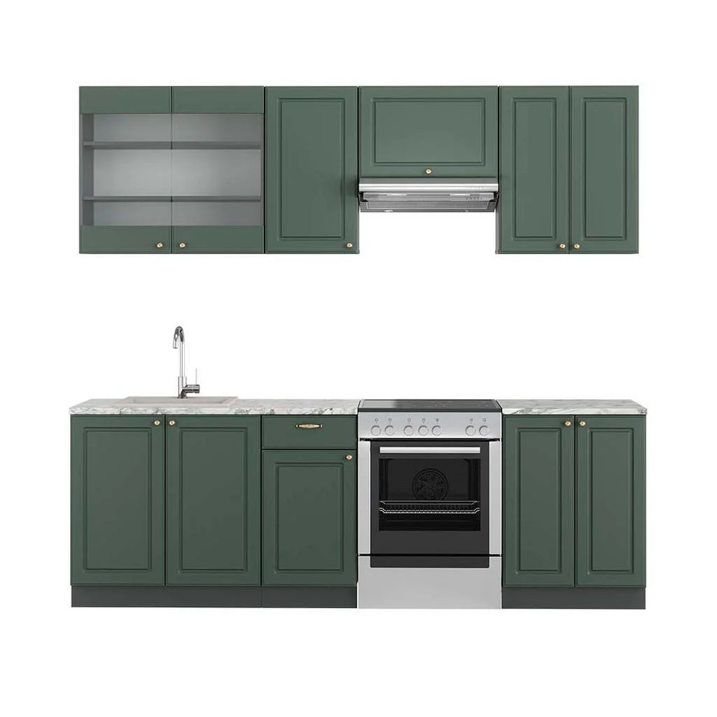 KITCHENETTE Fame-Line Casă de țară verde-aurie/antracit 240 cm , AP Marmură KITCHENETTE Fame-Line Casă de țară verde-aurie/antracit 240 cm , AP Marmură
