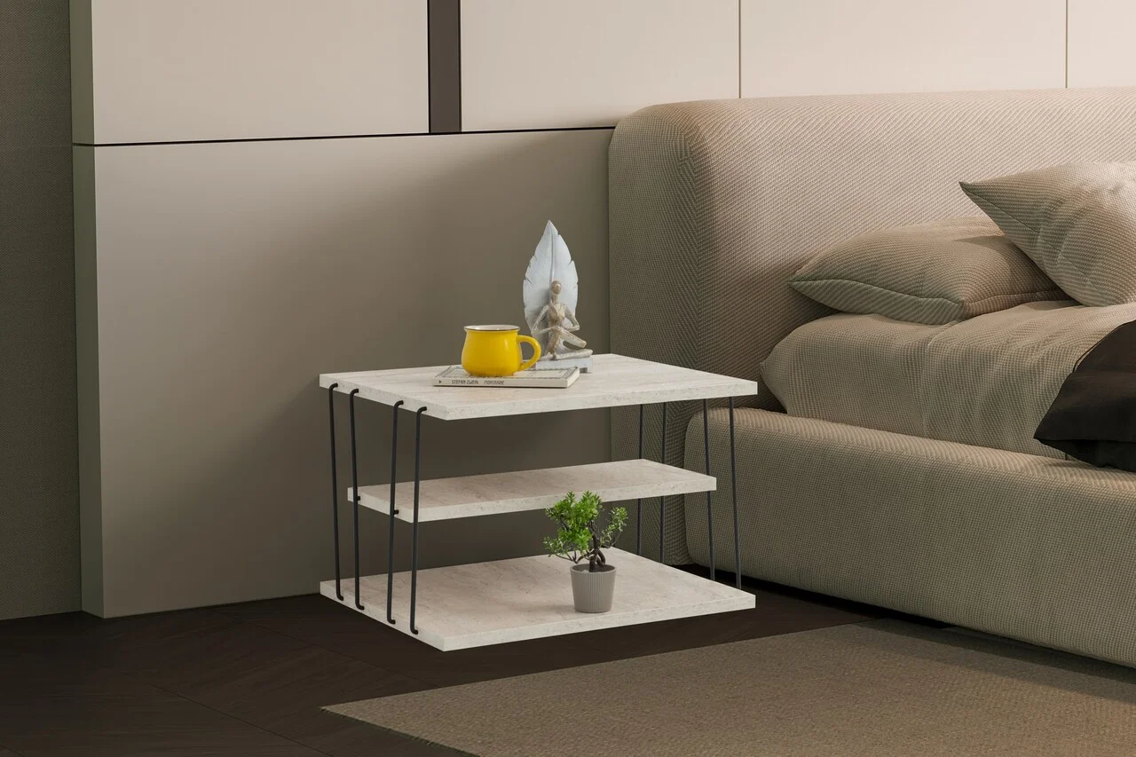 Masuta, Hanah Home, Lifon, 50x33x40 cm, Travertin / Negru Masuta, Hanah Home, Lifon, 50x33x40 cm, Travertin / Negru