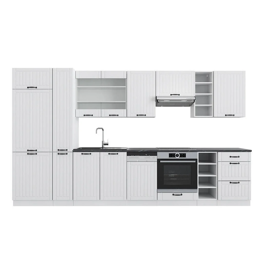 KITCHENETTE Fame-Line Casa albă la țară/Alb 355 cm cu dulap înalt, fără blat KITCHENETTE Fame-Line Casa albă la țară/Alb 355 cm cu dulap înalt, fără blat