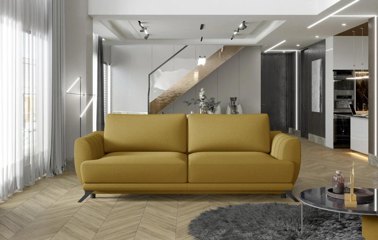 Canapea extensibila 3 locuri ELTAP, Meg23, Megis, 242x95x90 cm, lemn/poliester, mustar Canapea extensibila 3 locuri ELTAP, Meg23, Megis, 242x95x90 cm, lemn/poliester, mustar