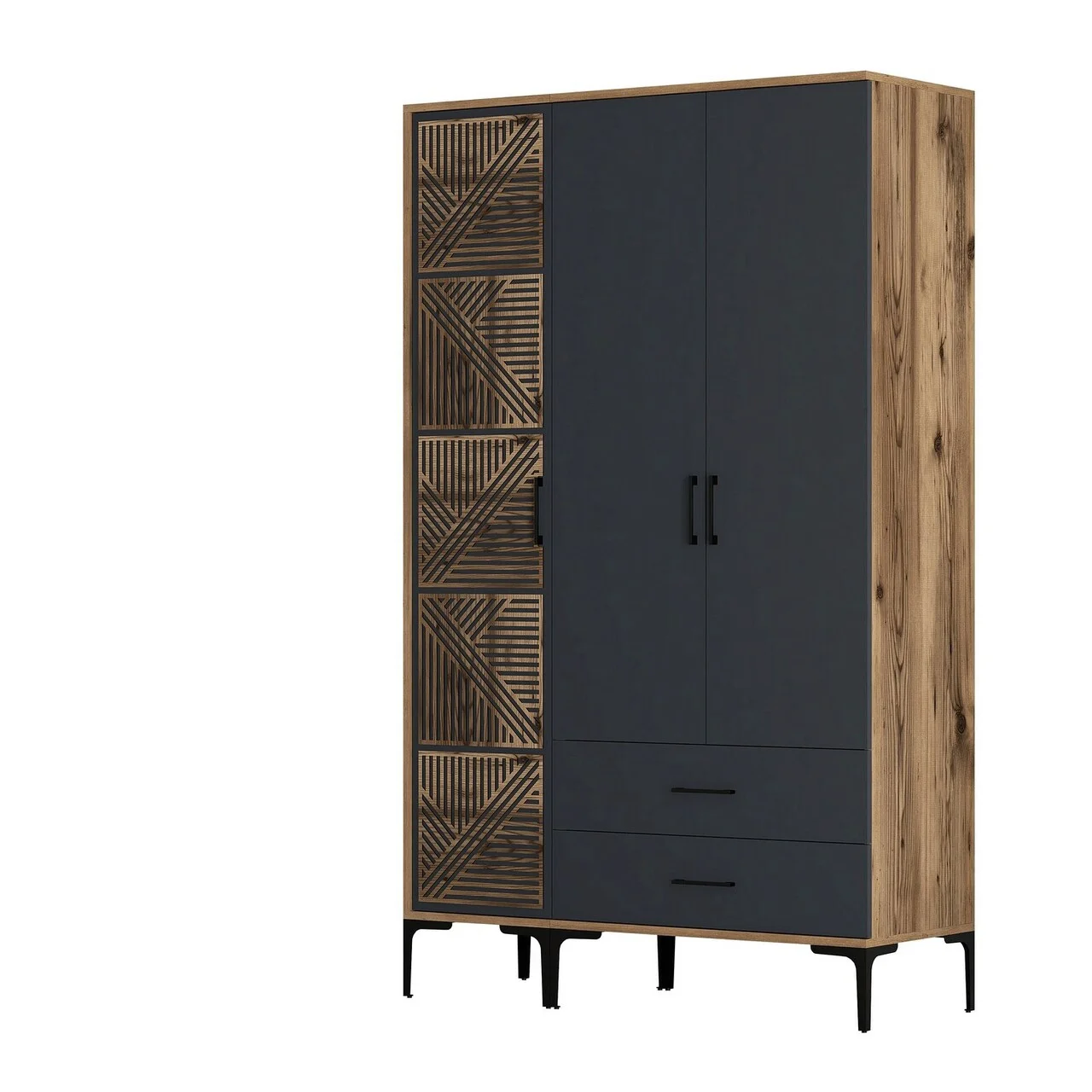 Dulap pentru haine, Hanah Home, Kumsal PT, 120x47.5x201.4 cm, Nuc / Antracit Dulap pentru haine, Hanah Home, Kumsal PT, 120x47.5x201.4 cm, Nuc / Antracit