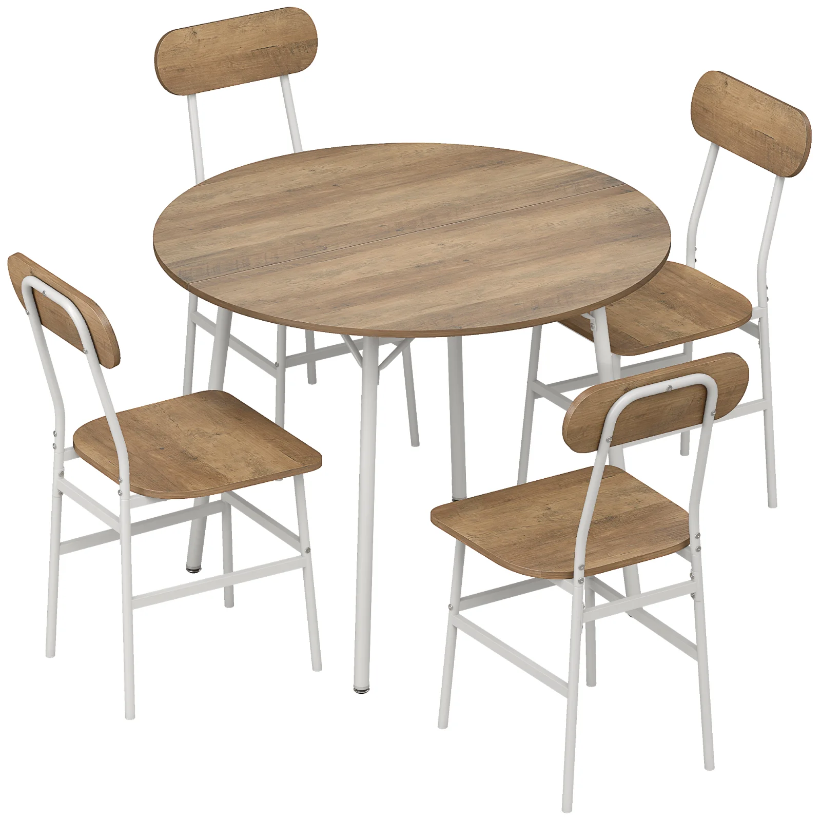 HOMCOM Set masă sufragerie cu 4 scaune, masă de bucătărie pentru 4 persoane, cadru metalic, natural | Aosom Romania HOMCOM Set masă sufragerie cu 4 scaune, masă de bucătărie pentru 4 persoane, cadru metalic, natural | Aosom Romania