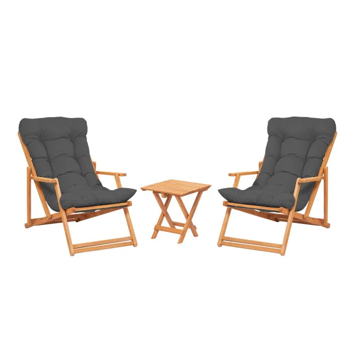 Set masuta si scaune gradina MY007, 3 piese, gri + natural, 50x50x81 cm Set masuta si scaune gradina MY007, 3 piese, gri + natural, 50x50x81 cm