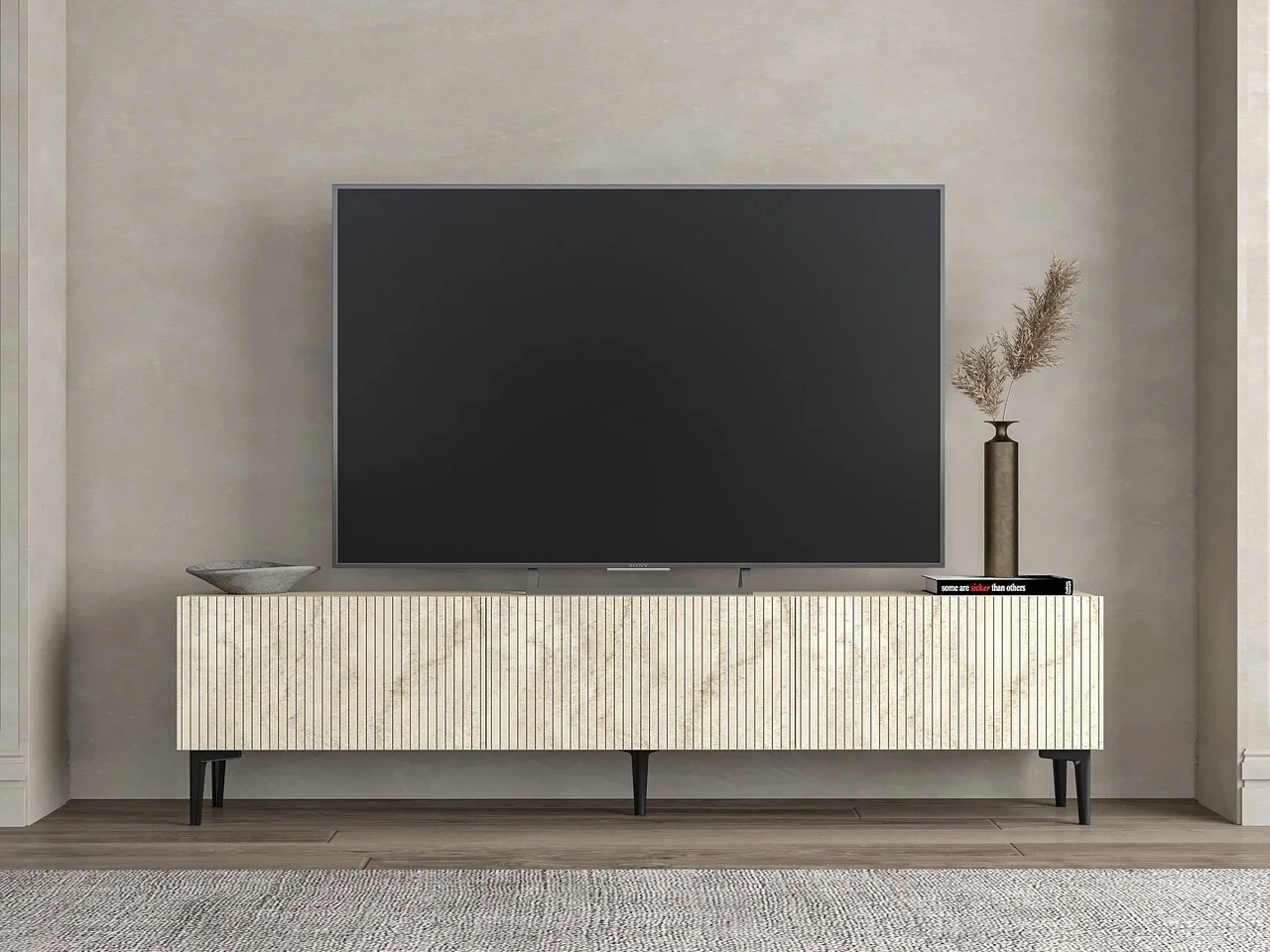 Comoda TV, Hanah Home, Oscar, 180x45x31.4 cm, Travertin Comoda TV, Hanah Home, Oscar, 180x45x31.4 cm, Travertin