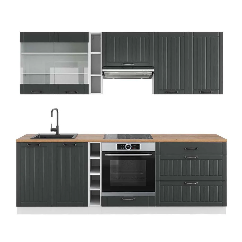 KITCHENETTE Fame-Line Casă de țară antracit/alb 235 cm , AP Stejar KITCHENETTE Fame-Line Casă de țară antracit/alb 235 cm , AP Stejar