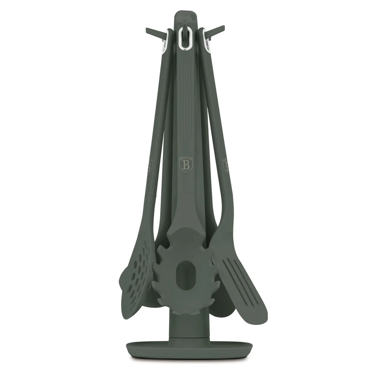 Set 5 ustensile de bucatarie cu suport, Berlinger Haus, Matte Green, nailon/plastic, verde mat Set 5 ustensile de bucatarie cu suport, Berlinger Haus, Matte Green, nailon/plastic, verde mat