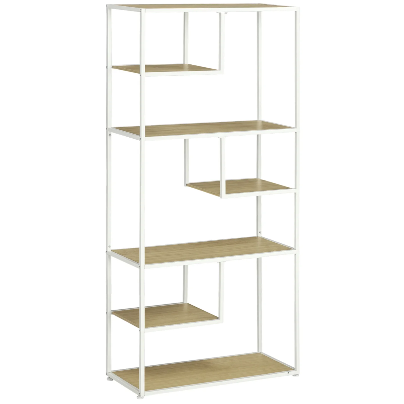 HOMCOM Bibliotecă raft de depozitare cu 7 niveluri cadru din oțel stil industrial 83 x 34 x 180 cm stejar | Aosom Romania HOMCOM Bibliotecă raft de depozitare cu 7 niveluri cadru din oțel stil industrial 83 x 34 x 180 cm stejar | Aosom Romania