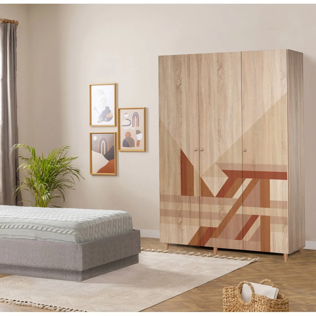 Dulap pentru haine, Hanah Home, Lena 3 -910, 135x192x52 cm, Sonomo Dulap pentru haine, Hanah Home, Lena 3 -910, 135x192x52 cm, Sonomo