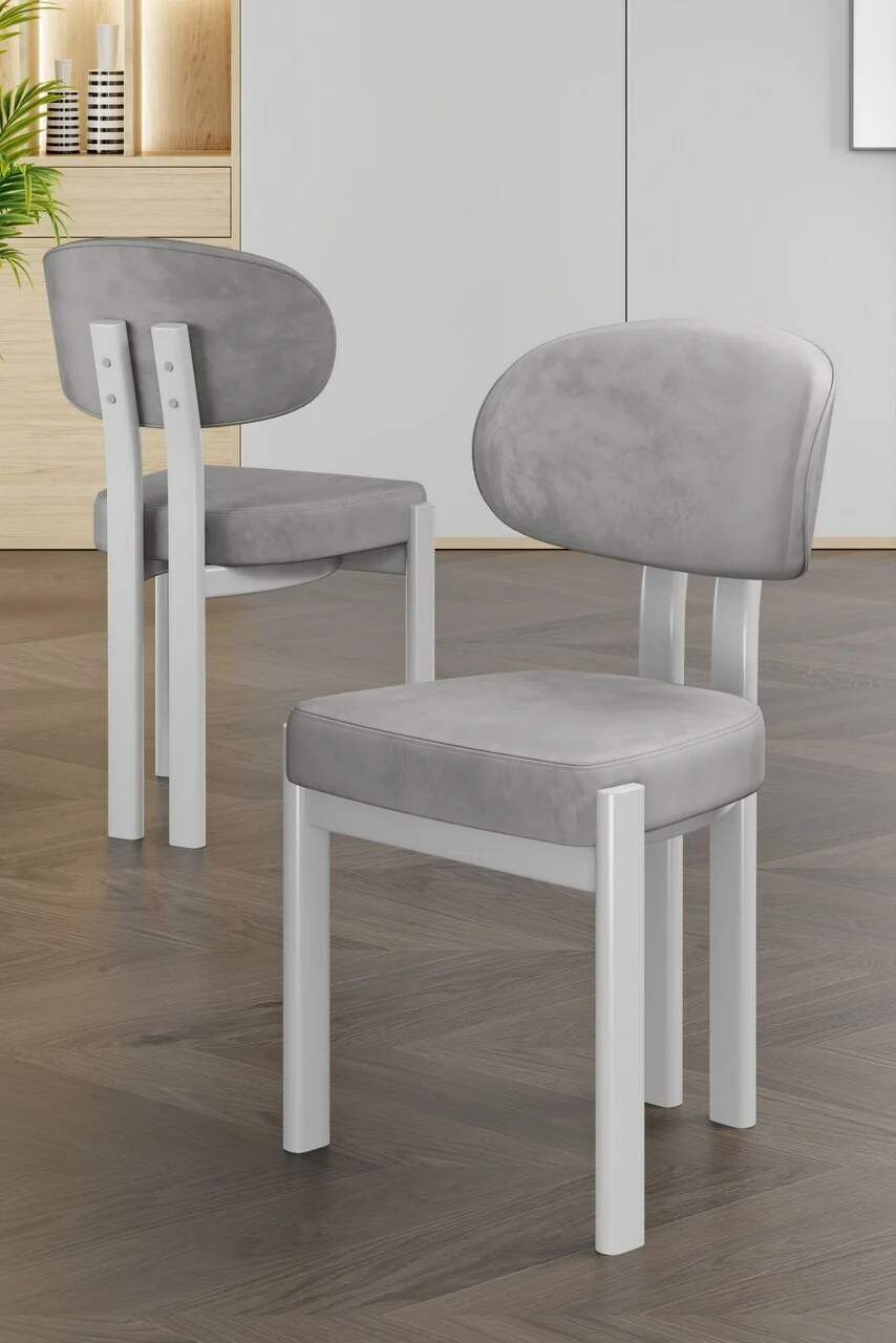 Set scaune 4 piese, Hanah Home, Dore, Gri/Alb Set scaune 4 piese, Hanah Home, Dore, Gri/Alb