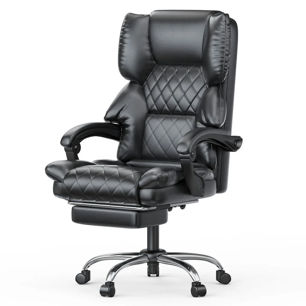 SCAUN EXECUTIV cu suport pentru picioare, ergonomic, din piele PU, înălțime reglabilă – Negru SCAUN EXECUTIV cu suport pentru picioare, ergonomic, din piele PU, înălțime reglabilă – Negru