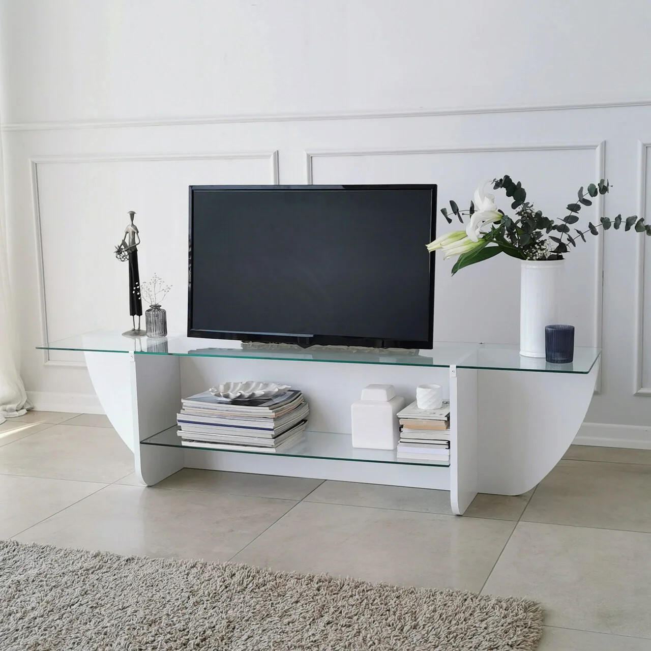 Comoda TV, Hanah Home, Lily TV, 158x40x35 cm, Alb Comoda TV, Hanah Home, Lily TV, 158x40x35 cm, Alb