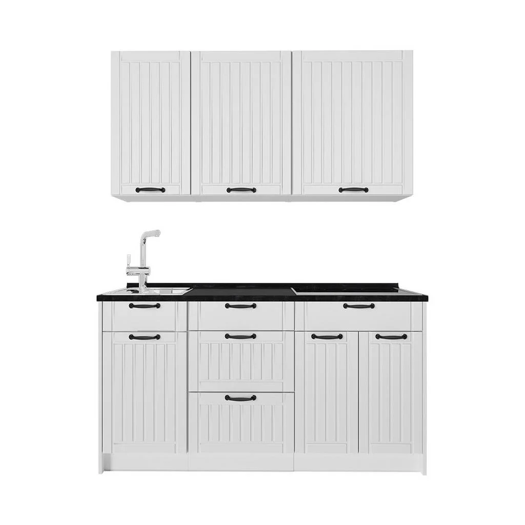 BUCATARIE SINGLE Fame-Line, Casă de țară albă/Alb, 150 cm, AP Antracit BUCATARIE SINGLE Fame-Line, Casă de țară albă/Alb, 150 cm, AP Antracit