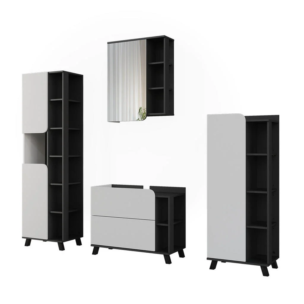 SET MOBILIER BAIE Karen, Alb/antracit, 4 piese SET MOBILIER BAIE Karen, Alb/antracit, 4 piese
