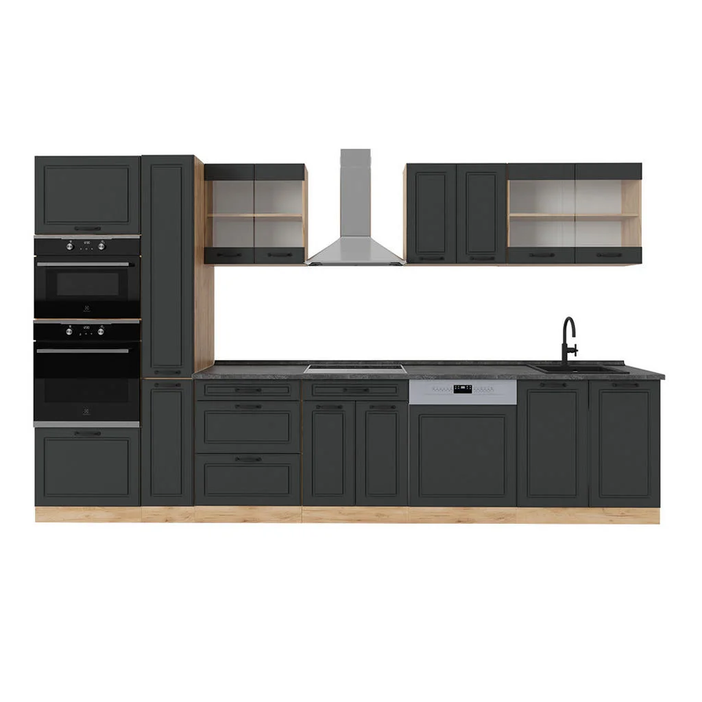 KITCHENETTE R-Line Casa de țară antracit / stejar auriu 350 cm fara blat KITCHENETTE R-Line Casa de țară antracit / stejar auriu 350 cm fara blat