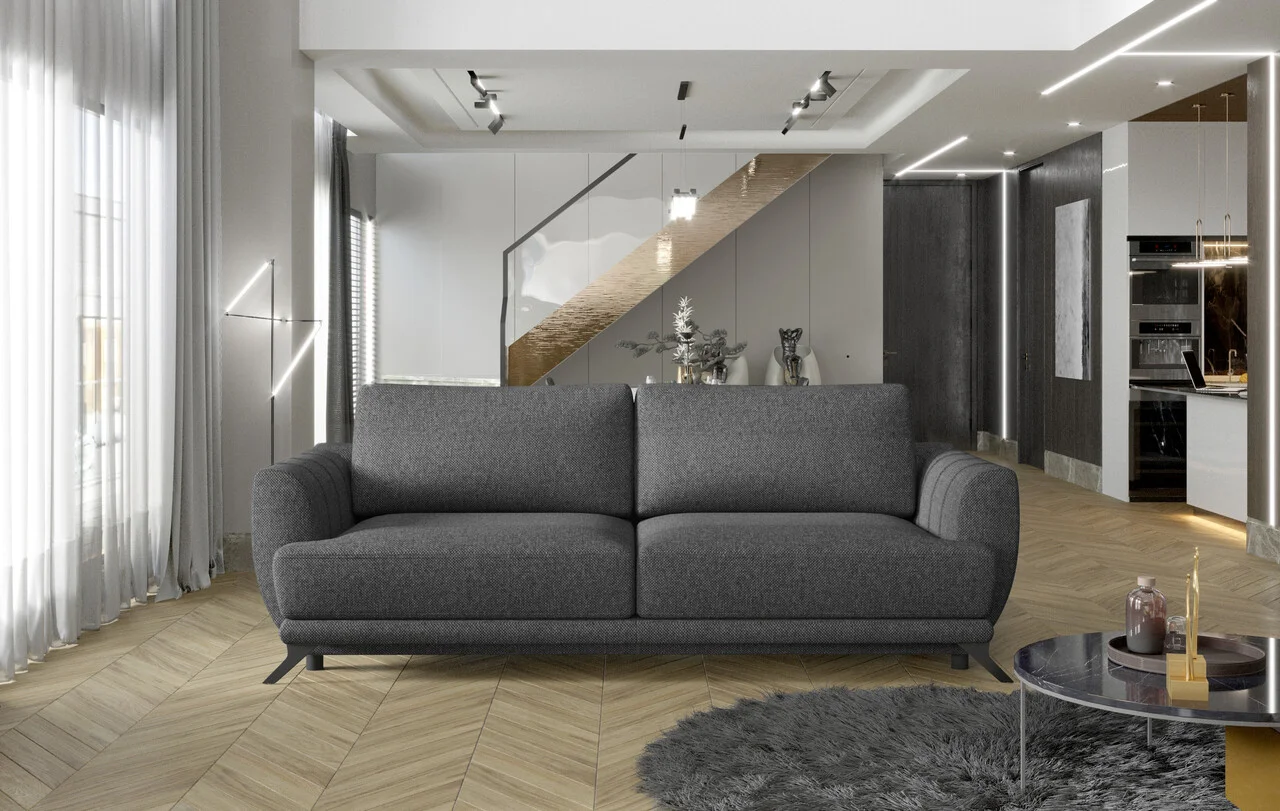 Canapea extensibila 3 locuri ELTAP, Meg05, Megis, 242x95x90 cm, lemn/poliester, gri inchis Canapea extensibila 3 locuri ELTAP, Meg05, Megis, 242x95x90 cm, lemn/poliester, gri inchis